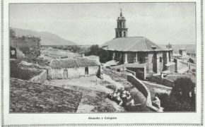 Imagen de 1920 que presenta el conjunto de la Alcazaba sobre La Colegiata de Ntra Sra de La Mayor